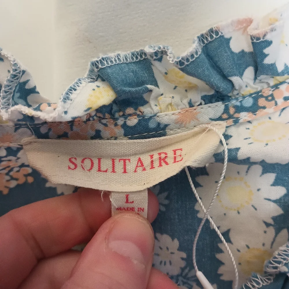 Solitaire Floral Peasant Top Large Embroidered Cottage Bloomcore Prairie - Picture 6 of 10